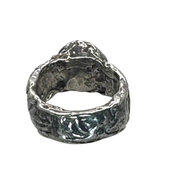 Artisan Boho Ring Crafted wi/ Silver Blend Metalwork Band &10mm Cushion Crystal - Picture 5 of 17